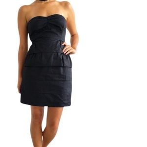 J Crew Black Tiered Strapless Dress